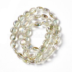 電気メッキガラスビーズセット  フル虹メッキ  フラットラウンド  ライトゴールデンロッドイエロー  12~12.5x6.5mm  穴：1mm  約50個/連  23.62インチ（60cm）&nbsp;EGLA-L033-FR05