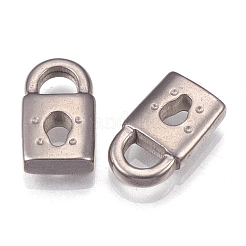 変色しにくい304ステンレススチールペンダント  南京錠  ステンレス鋼色  10x6x2.5mm  穴：2.5x3mm&nbsp;STAS-H109-27E-P