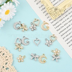 16 шт. 8 стиля подвески на стойке с покрытием из латуни с микропаве из кубического циркония&nbsp;ZIRC-YW0001-30