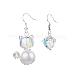 Стеклянные бусины болтающиеся серьги&nbsp;EJEW-JE06316