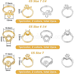 6 шт. 6 стильных регулируемых кольца для пальцев с микропаве из латуни и кубическим цирконием ZIRC-BC0001-11