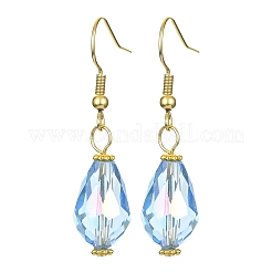 15 пара 15-х цветных стеклянных сережек-каплевидок с подвесками EJEW-JE05399
