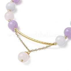 Браслеты из круглых бусин из натурального аквамарина BJEW-JB11925-03