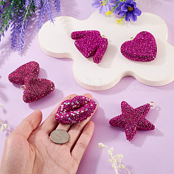 5 Stück 5 Stile handgemachte Polymer Clay Glas Strass große Anhänger&nbsp;RB-BT0001-04