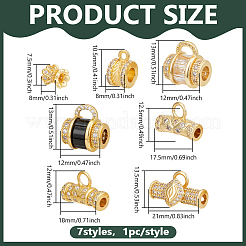 7 шт. 7 стиля латунных трубчатых дужек с микропаве из кубического циркония KK-PH0013-24