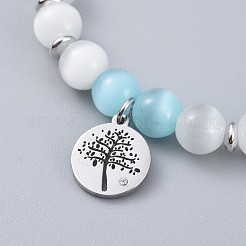 Браслеты с подвесками из хирургической нержавеющей стали 316 с кубическим цирконием BJEW-JB04516