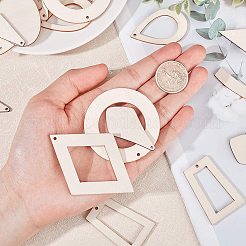 Diyダングルピアス  未完成の木製の大きなペンダント付き  真鍮のピアスフックと丸カン  混合図形  ゴールデン＆シルバー  ペンダント：120ピース/セット&nbsp;DIY-NB0003-62