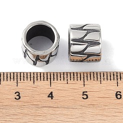 316サージカルステンレスビーズ  大穴ビーズ  コラム  アンティークシルバー  11x9.5mm  穴：8.5mm&nbsp;STAS-P362-35AS