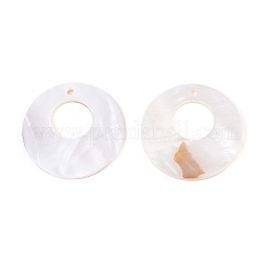 天然淡水シェルのペンダント  リングチャーム  貝殻色  25x2mm  穴：1.6mm&nbsp;LS-SHEL-T020-45B