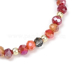 Граненые круглые гальванизированные стеклянные бусины эластичные браслеты для женщин&nbsp;BJEW-JB11625-01