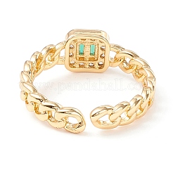 Scintillante anello a polsino quadrato con zirconi&nbsp;KK-D067-40G-RS