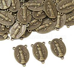 Liens de composant de lustre en alliage de style tibétain vierge sculpté ovale saint&nbsp;TIBEP-LF0961YKG-AB-FF