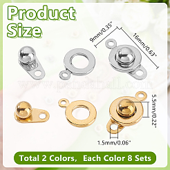 16 комплект из 2-х цветов 201 застежки-кнопки из нержавеющей стали STAS-HY0001-90