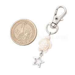 Colgante de turquesa sintética con forma de tortuga y estrella de mar&nbsp;HJEW-JM03209-02