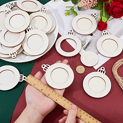 Плоская круглая рождественская незаконченная деревянная мини-подвесная фоторамка для детей&nbsp;HJEW-WH0036-122