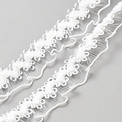 ナイロンクラウン 伸縮性のあるレースリボン  衣類用アクセサリー  ホワイト  5/8インチ（15mm）&nbsp;OCOR-WH0101-16A-01