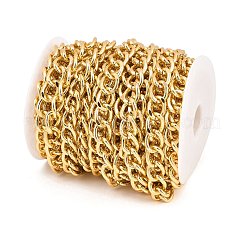酸化アルミニウムカーブチェーン  多面カット  溶接されていない  スプールで  ライトゴールド  17x13x3mm  10 m /ロール&nbsp;CHA-TAC0004-03LG
