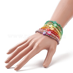 7шт 7 стильных браслета из стеклянных бусин&nbsp;BJEW-TA00230
