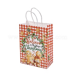 Прямоугольные бумажные упаковочные пакеты с рождественским принтом и ручками CARB-D016-02