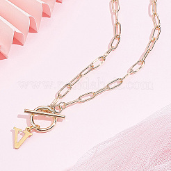 Collares colgantes con letras de acero inoxidable 304&nbsp;NJEW-LP0001-52V-G