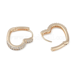 Серьги-кольца в форме сердца из прозрачного кубического циркония&nbsp;LS-EJEW-L292-010G