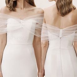 Полиэстеровая шаль на одно плечо для невесты&nbsp;AJEW-WH0596-365B