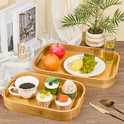 竹製サービングトレイ 2種類 4個  朝食を提供するため  前菜  チーズ  お茶  コーヒー  長方形  ゴールデンロッド  331~399x224~283x49mm  2個/スタイル&nbsp;AJEW-WA0002-11