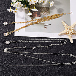 2 шт. 2-цветные каплевидные сплавные прозрачные кубические цирконии кисточки сексуальные цепочки для тела AJEW-CY0001-26