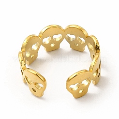 Anello polsino aperto con teschio in acciaio inossidabile 304 placcato ionica (ip) per donna&nbsp;RJEW-B027-31G