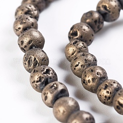 Нити бусин из натуральной лавы с гальваническим покрытием pvd G-P363-A06