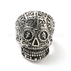 Anillo de acero inoxidable 316 con calavera y cruz para los dedos&nbsp;RJEW-C030-02B-AS