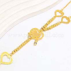 ヴィンテージハート真鍮製指輪ブレスレット  女性用ハンドチェーンジュエリー  18KGP本金メッキ  2.95インチ（7.5cm）  リング：10cm&nbsp;XK2544-1