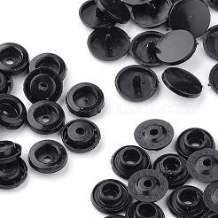 プラスチックスナップファスナー  レインコートのスナップボタン  フラットラウンド  ブラック  12x6.5mm&nbsp;BUTT-S020-58A