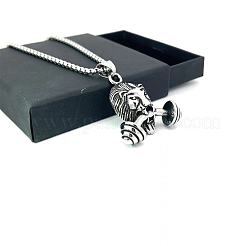 Ожерелья из нержавеющей стали с подвеской в виде льва и гантели для мужчин DQ8738