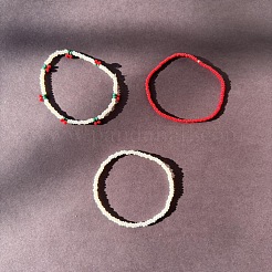 3 bracelet extensible rond en perles de verre de Noël (3 couleurs)&nbsp;WK9106