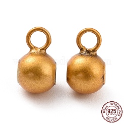 925 スターリングシルバーのチューブベイル  ラウンド  アンティーク黄金  7.5~8x4x4mm  穴：1.5mm  内径：0.9mm  約80個/10g&nbsp;STER-D036-21AG