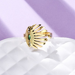 Нержавеющая сталь 304 с открытыми кольцами из стразов&nbsp;RJEW-Q020-02G