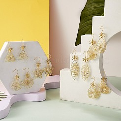 Экологически чистые цветочные железные подвески с подвесками&nbsp;EJEW-PH01401-05