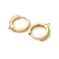 Фурнитура для сережек-колец из латуни с прозрачным кубическим цирконием KK-L242-27G