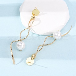 Круглые серьги-гвоздики с кисточками из латуни KK-P325-49G