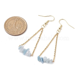 Orecchini pendenti in acciaio inossidabile 304 con acquamarina naturale&nbsp;EJEW-JE06010-03