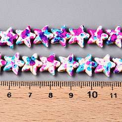 С напылением окрашенные синтетические бирюзовые бусинки UNKW-T001-11E