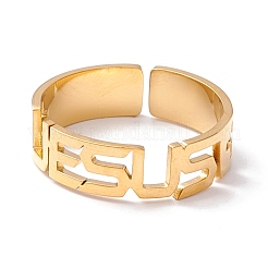 Anillo de acero inoxidable 304 con la palabra Jesús&nbsp;RJEW-B035-01G