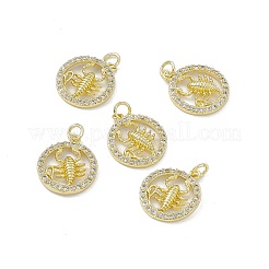 Ciondoli in vero ottone placcato oro 18k con micro pavé di zirconi chiari&nbsp;KK-E068-VB409-8