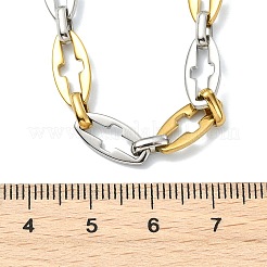 Collares ovalados huecos de acero inoxidable 304 de dos tonos con cadena de eslabones cruzados.&nbsp;NJEW-JN06137