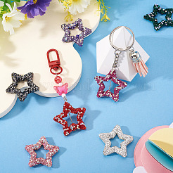 7 шт. 7 вида бусин из полимерной глины в форме звезды со стразами&nbsp;CLAY-BT0001-12