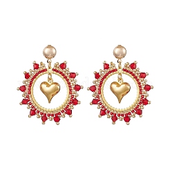 Pendientes colgantes con forma de corazón de hierro&nbsp;EJEW-MZ00405-01
