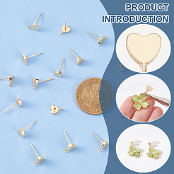 8 пара латунных сережек-гвоздиков в форме сердца&nbsp;KK-BC0011-79