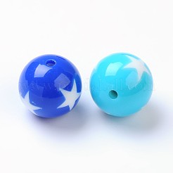 不透明なアクリルビーズ  スターとラウンド  ミックスカラー  19mm  穴：3mm  約118個/500g&nbsp;SACR-R736-M