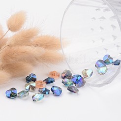 Гальванические граненые стеклянные бусины сердца EGLA-R091-M